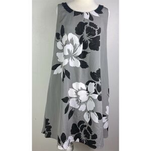 Vera Wang Floral Shift Dress Sleeveless Sz 4 Tropical Old Money Muted Neutral